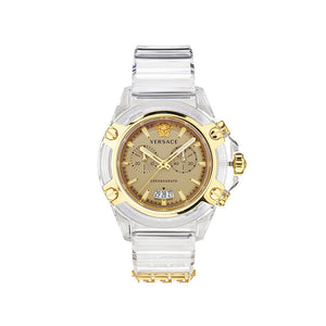 Buy Shop Versace Icon Active Chronograph Gold Dial White Silicone Strap Watch for Men - VEZ700121 USA Online