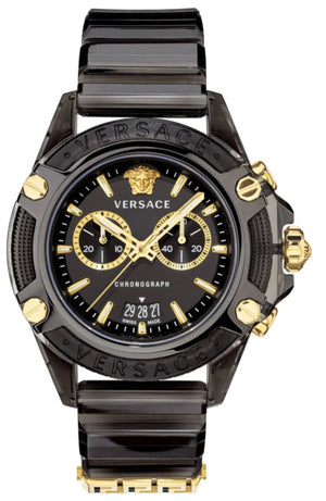 Buy Shop Versace Icon Active Chronograph Black Dial Black Steel Strap Watch for Men - VEZ700421 USA Online