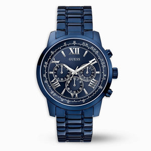 Buy Shop Guess Horizon Chronograph Black Dial Blue Steel Strap Watch For Men - W0379G5 USA Online