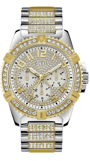 Buy Shop Guess Frontier Chronograph Crystals Silver Dial Two Tone Steel Strap Watch for Men - W0799G4 USA Online
