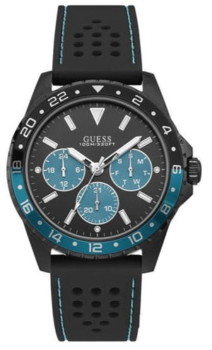 Buy Shop Guess Odyssey Quartz Black Dial Black Leather Strap Watch For Men - W1108G5 USA Online