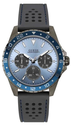 Buy Shop Guess Odyssey Blue Dial Grey Rubber Strap Watch For Men - W1108G6 USA Online