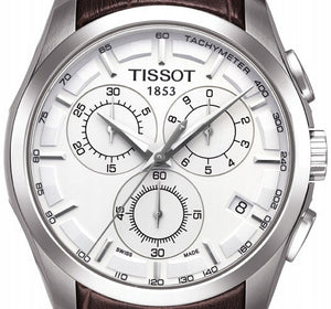 Buy Shop Tissot Couturier Chronograph White Dial Brown Leather Strap Watch For Men - T035.617.16.031.00 USA Online