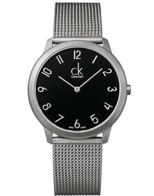 Buy Shop Calvin Klein Minimal Black Dial Silver Mesh Bracelet Watch for Men - K3M51151 USA Online
