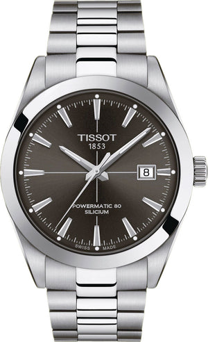 Buy Shop Tissot Gentleman Powermatic 80 Silicium Black Dial Silver Steel Strap Watch For Men - T127.407.11.061.01 USA Online
