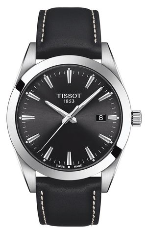 Buy Shop Tissot Gentleman Black Dial Black Leather Strap Watch For Men - T127.410.16.051.00 USA Online