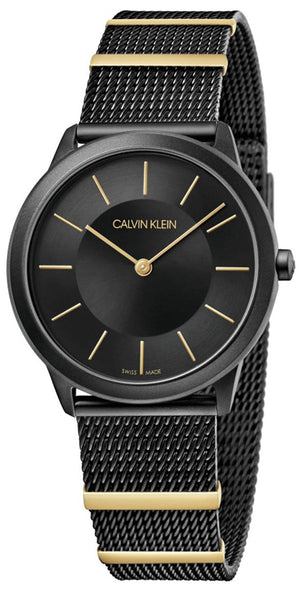 Buy Shop Calvin Klein Minimal Black Dial Black Steel Strap Watch For Men - K3M524Z1 USA Online