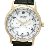 Buy Shop Citizen Watch Eco Drive Day & Date White Dial Black Leather Strap Watch For Men - AO9003-16A USA Online