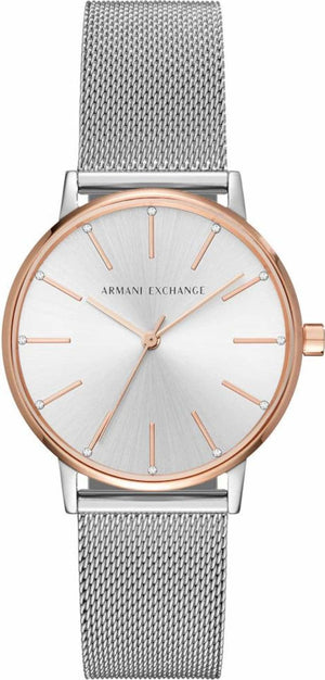 Buy Shop Armani Exchange Lola Analog White Dial Silver Mesh Strap Watch For Women - AX5537 USA Online