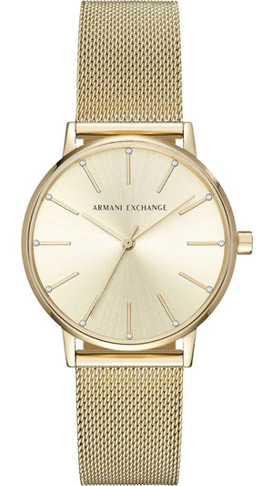 Buy Shop Armani Exchange Lola Analog Gold Dial Gold Mesh Strap Watch For Women - AX5536 USA Online