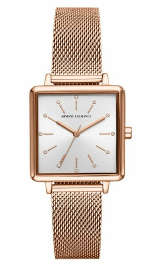 Buy Shop Armani Exchange Lola Quartz Silver Dial Rose Gold Mesh Strap Watch For Women - AX5802 USA Online