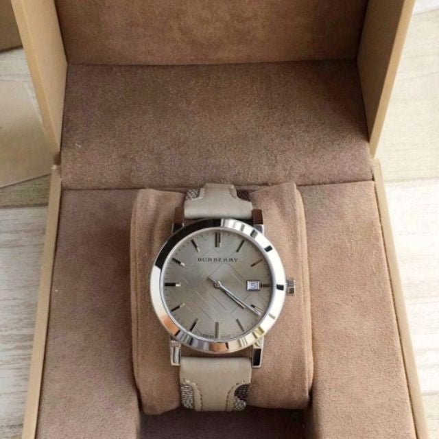 Buy Shop Burberry The City Beige Dial Tan Leather Strap Watch for Women - BU9021 USA Online