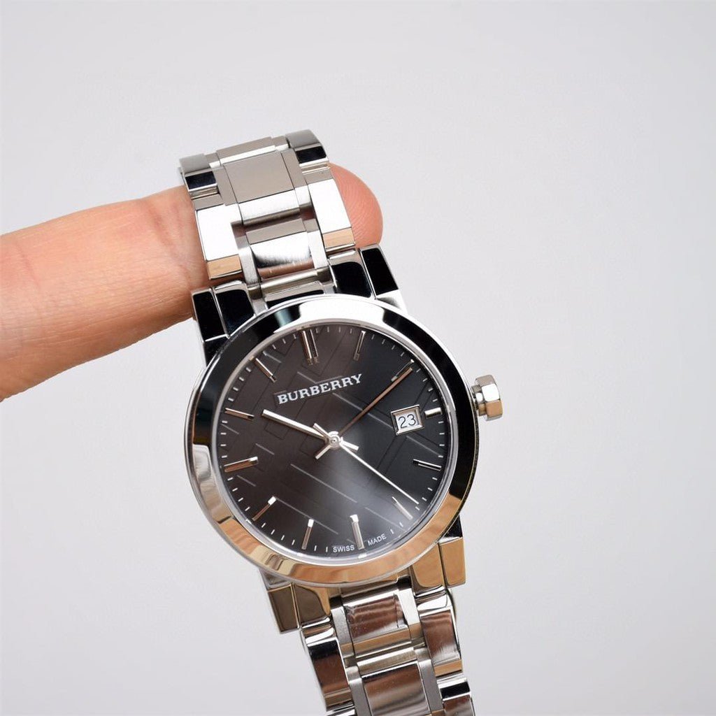 Buy Shop Burberry The City Black Dial Silver Steel Strap Watch for Women - BU9101 USA Online