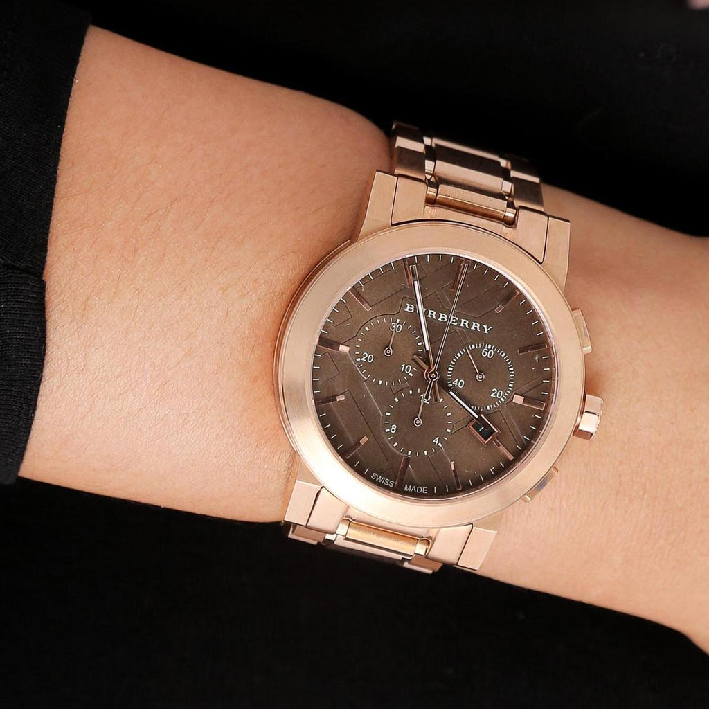 Buy Shop Burberry The City Grey Dial Rose Gold Steel Strap Watch for Men - BU9353 USA Online