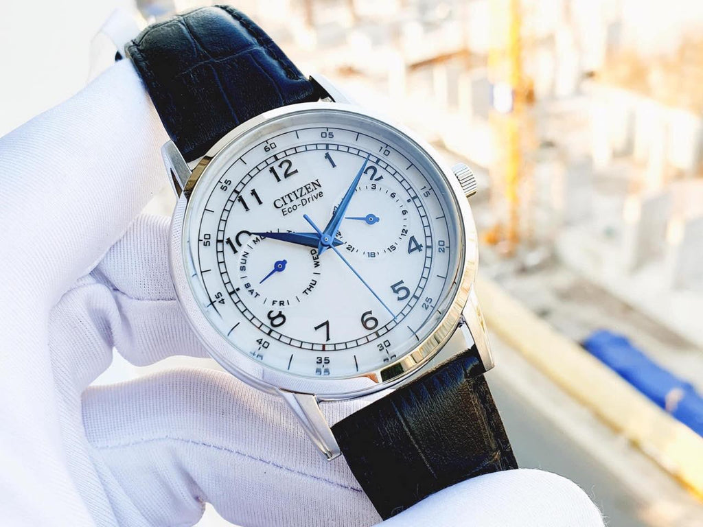 Buy Shop Citizen Eco Drive Silver Dial Black Leather Strap Watch For Men - AO9000-06B USA Online