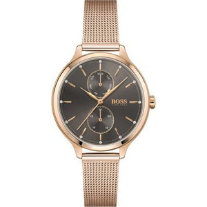 Buy Shop Hugo Boss Symphony Grey Dial Gold Mesh Bracelet Watch for Women - 1502424 USA Online
