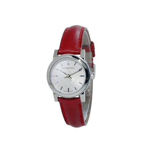 Buy Shop Burberry The City Silver Dial Red Strap Watch for Women - BU9232 USA Online