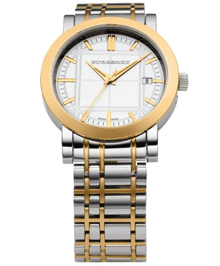Buy Shop Burberry Heritage White Dial Two Tone Stainless Steel Strap Watch for Men - BU1358 USA Online