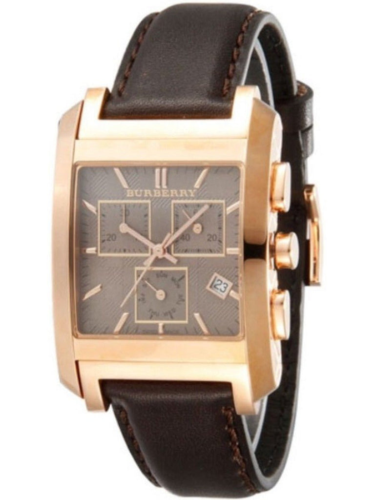 Buy Shop Burberry Heritage Chronograph Square Grey Dial Brown Leather Strap Watch for Men - BU1566 USA Online