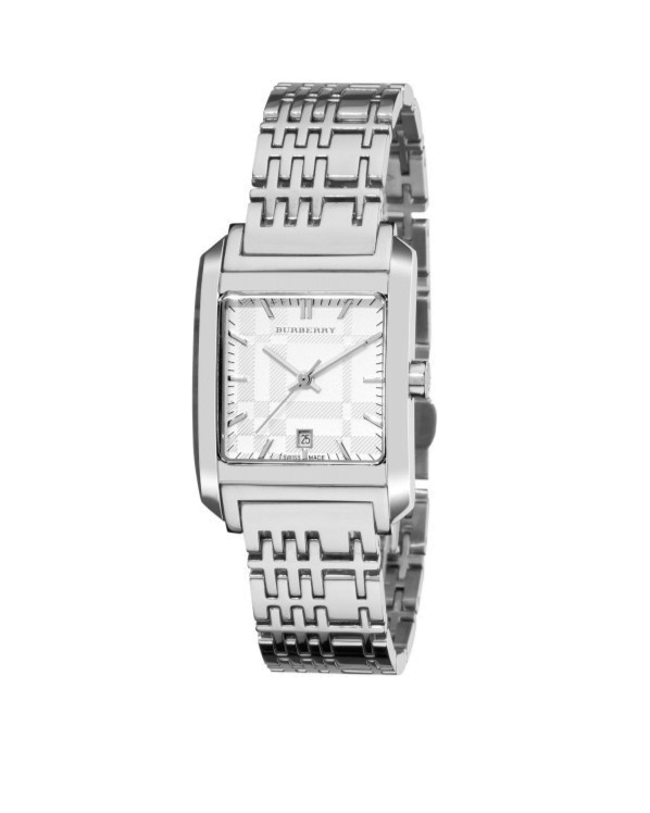Buy Shop Burberry Nova Check Square White Dial Silver Steel Strap Watch for Women - BU1572 USA Online