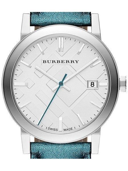 Buy Shop Burberry White Dial Turquoise Leather Strap Watch for Women - BU9120 USA Online