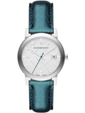 Buy Shop Burberry White Dial Turquoise Leather Strap Watch for Women - BU9120 USA Online
