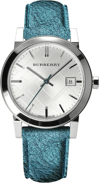 Buy Shop Burberry White Dial Turquoise Leather Strap Watch for Women - BU9120 USA Online