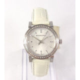 Buy Shop Burberry The City Diamonds Silver Dial White Leather Strap Watch for Women - BU9221 USA Online