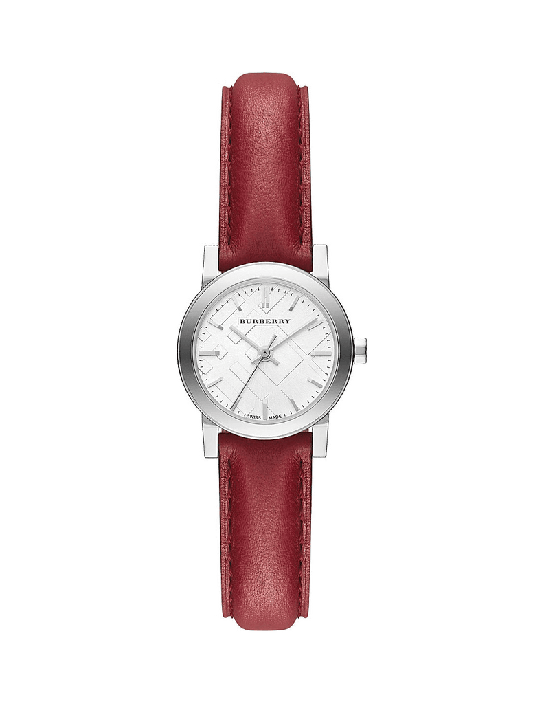 Buy Shop Burberry The City Silver Dial Red Strap Watch for Women - BU9232 USA Online