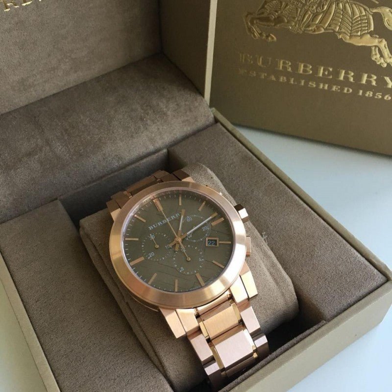 Buy Shop Burberry The City Grey Dial Rose Gold Steel Strap Watch for Men - BU9353 USA Online