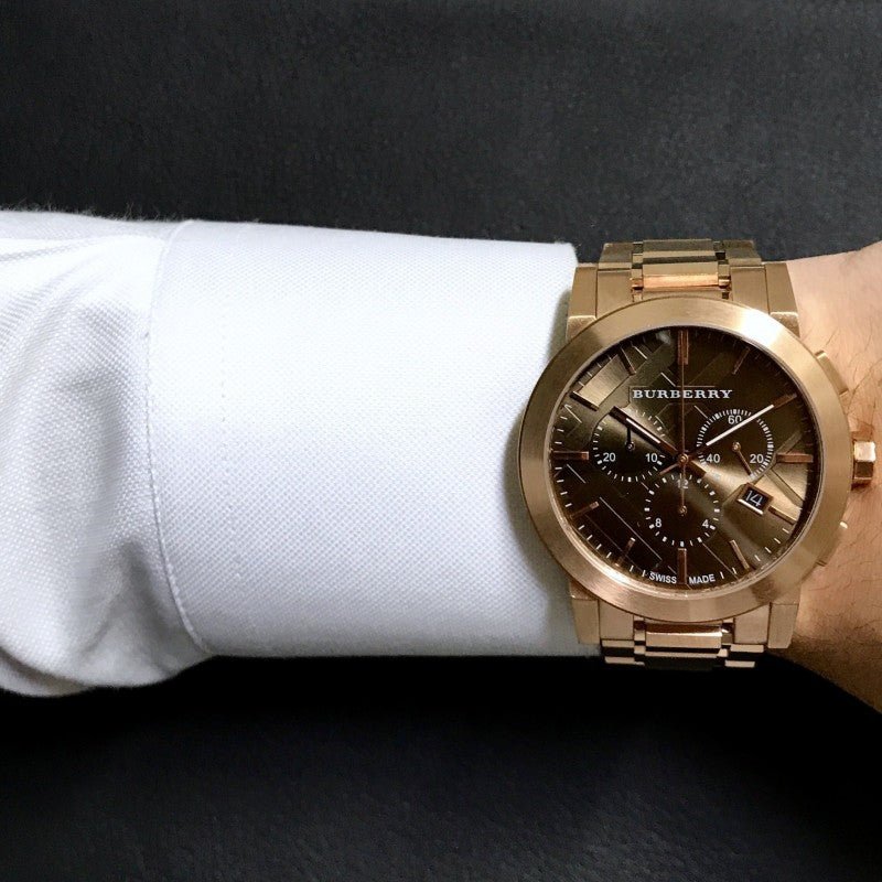 Buy Shop Burberry The City Grey Dial Rose Gold Steel Strap Watch for Men - BU9353 USA Online