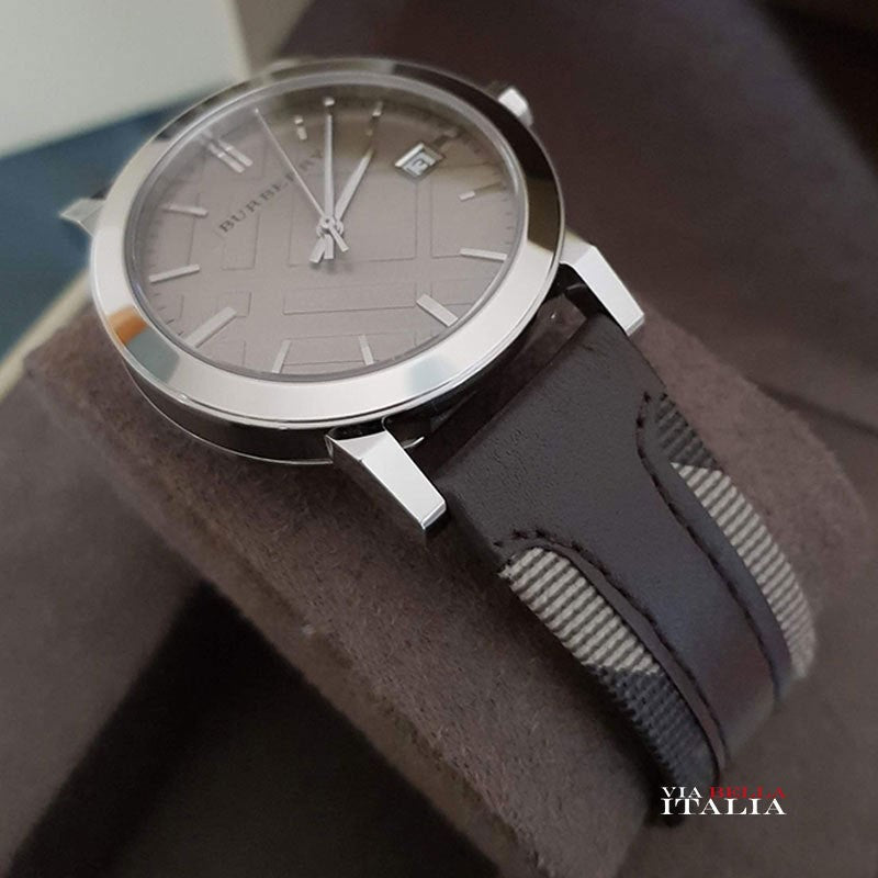 Buy Shop Burberry The City Grey Dial Leather Strap Watch for Men - BU9020 USA Online