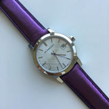 Buy Shop Burberry The City Silver Dial Purple Leather Strap Watch for Women - BU9122 USA Online