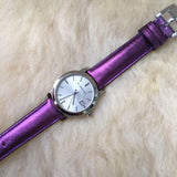 Buy Shop Burberry The City Silver Dial Purple Leather Strap Watch for Women - BU9122 USA Online