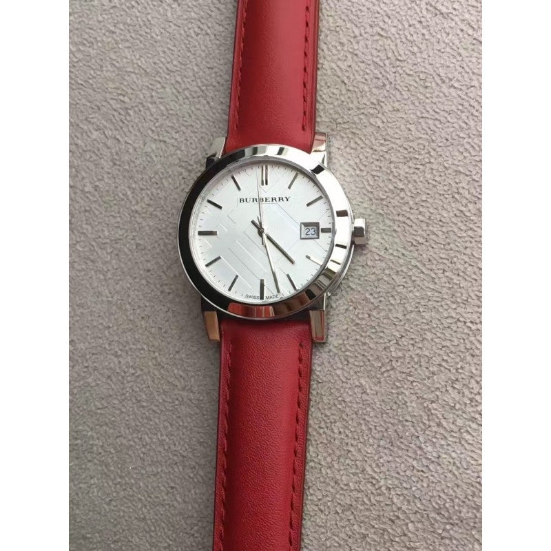 Buy Shop Burberry The City Silver Dial Red Strap Watch for Women - BU9232 USA Online