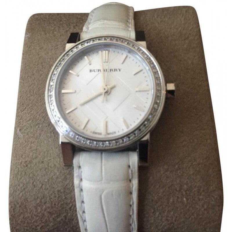 Buy Shop Burberry The City White Diamonds Dial White Leather Strap Watch for Women - BU9221 USA Online