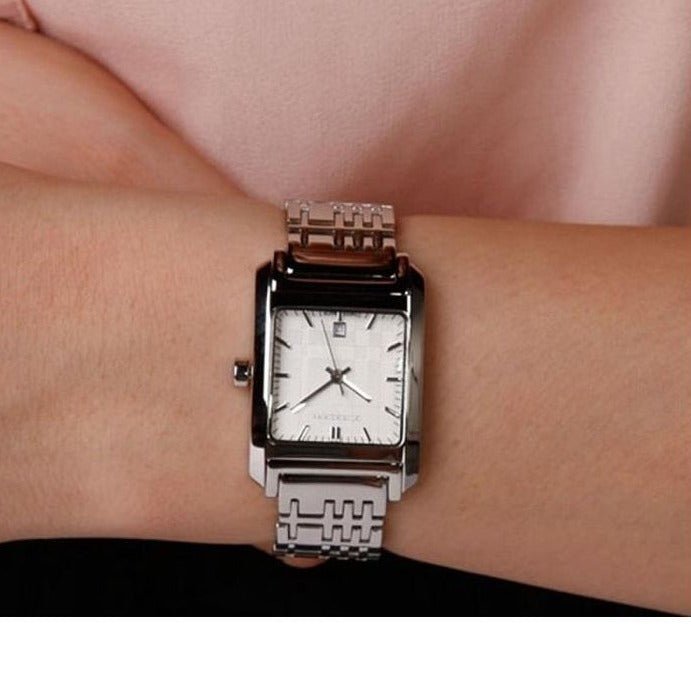 Buy Shop Burberry Nova Check Square White Dial Silver Steel Strap Watch for Women - BU1572 USA Online