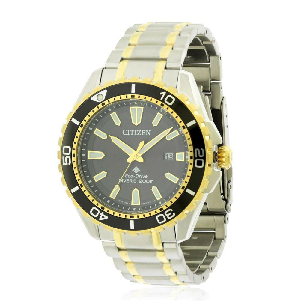 Buy Shop Citizen Eco Drive Promaster Diver Black Dial Two Tone Steel Strap Watch For Men - BN0194-57E USA Online