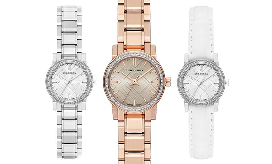 Buy Shop Burberry The City White Diamonds Dial White Leather Strap Watch for Women - BU9221 USA Online