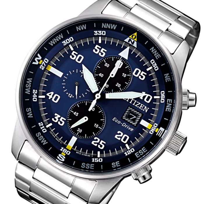 Buy Shop Citizen Eco Drive Chronograph Blue Dial Silver Stainless Steel Watch For Men - CA0690-88L USA Online