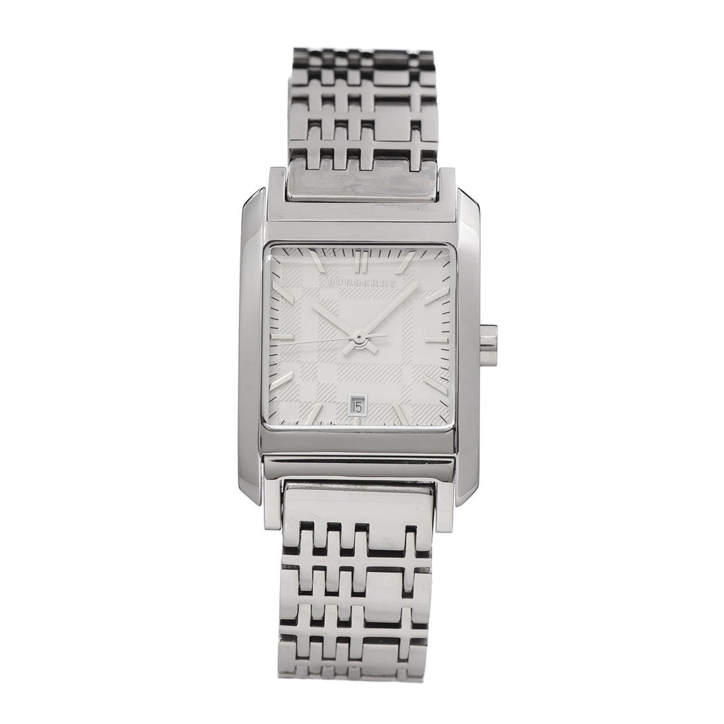 Buy Shop Burberry Nova Check Square White Dial Silver Steel Strap Watch for Women - BU1572 USA Online