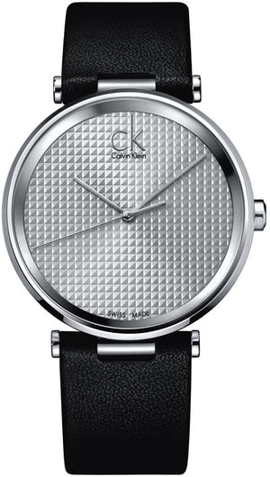 Buy Shop Calvin Klein Sight Silver Dial Black Leather Strap Watch for Men - K1S21120 USA Online
