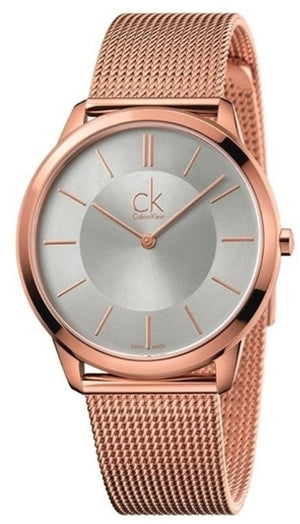 Buy Shop Calvin Klein Minimal White Dial Rose Gold Mesh Bracelet Watch for Men - K3M21626 USA Online