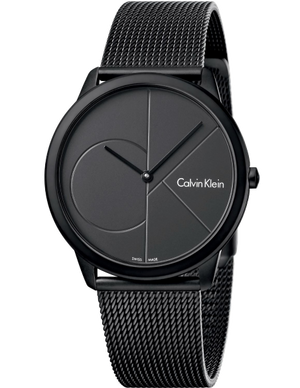 Buy Shop Calvin Klein Minimal Black Dial Black Mesh Bracelet Watch for Men - K3M514B1 USA Online
