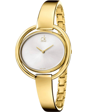 Buy Shop Calvin Klein Impetuous White Dial Gold Steel Strap Watch for Women - K4F2N516 USA Online