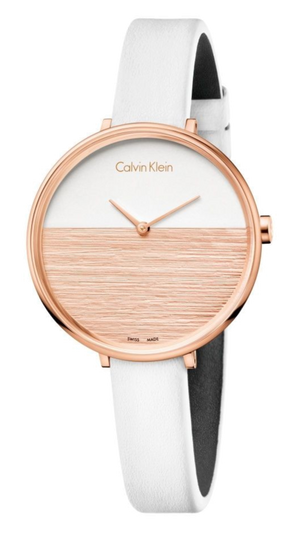 Buy Shop Calvin Klein Rise White Dial White Leather Strap Watch for Women - K7A236LH USA Online