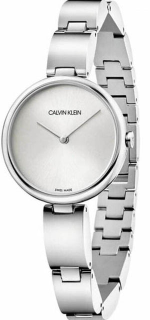 Buy Shop Calvin Klein Wavy Silver Dial Silver Steel Strap Watch for Women - K9U23146 USA Online