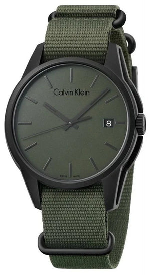 Buy Shop Calvin Klein Tone Green Dial Green NATO Strap Watch for Men - K7K514WL USA Online