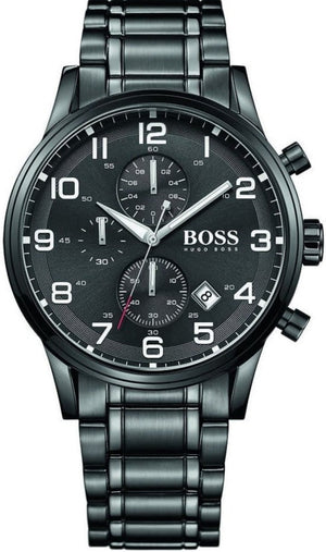 Buy Shop Hugo Boss Chronograph Black Dial Black Steel Strap Watch for Men - 1513180 USA Online