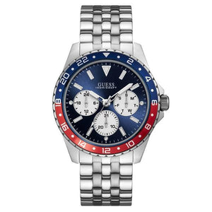 Buy Shop Guess Odyssey Multifunction Blue Dial Silver Steel Strap Watch For Men - W1107G2 USA Online